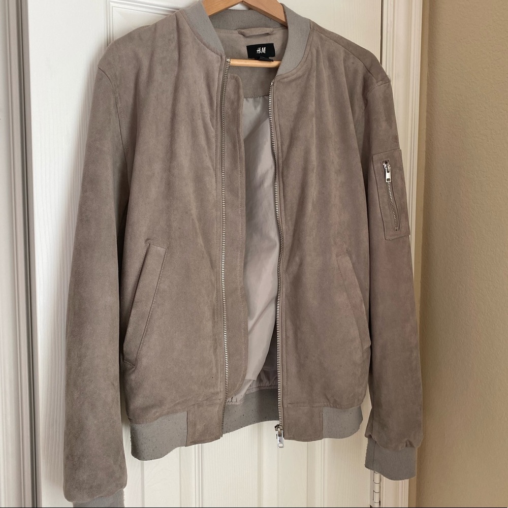 Faux Suede Bomber Jacket